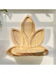 1/2 Pcs Natural Wood Lotus Flower Wall Shelf - Bohemian Zen Floating Rack, Arched Leaf Design, Pine Wood Material, Minimalist Wall-Mounted Storage Shelf, Suitable For Living Room, Bedroom, Bathroom, Meditation Room - Space-Saving Decorative Storage Rack (Easy To Install) - Multicolor - View 5
