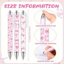 10支粉色爱心蝴蝶图案圆珠笔，高品质速干，可爱爱心造型，适合情人节 - 黑色 - 查看 3