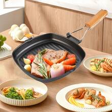 Cooking Frying Pan Non Stick Compact Folding Handle Outdoor Carp Fishing Camping - Black - View 3