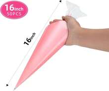 16 Inch Piping Bags Disposable, 50 Pcs Large Pastry Bags, Icing Bags, Cake Decorating Bags, Decorating Bags Large Piping Bags, Frosting Bags - White - View 2
