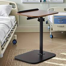 Adjustable Folding Side Table/Laptop Desk, Hospital Bed Table, Suitable For Sofa Bedside, Movable Lifting Table, Durable Bedside Table With Locking Wheels, Suitable For Hospital, Home, And Office, Two Colors Available - Bàn làm việc bằng gỗ óc chó có thể điều chỉnh độ cao - Xem 6