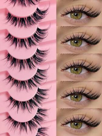 Asiteo 9 paires de faux cils style œil de chat - naturels, effilés, doux, bande transparente, style manga. Faux cils dramatiques réutilisables et faciles à appliquer pour un look naturel. Faux cils volumisants pour le maquillage quotidien, les mariages, les vacances et les fêtes.