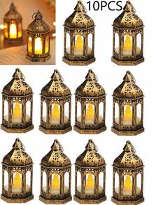 1/4/10pcs Mini Vintage Lantern Shaped Decorative Lights, Battery Operated, Indoor Tabletop Decor Nightlight, Mini Fairy Lights, Suitable For Holidays, Parties, Home Decor, Christmas Tree Decoration, Bedroom Decor - Yellow - View 15
