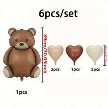 1/2/4/12 quả bóng bay hình gấu bông màu cà phê, kích thước 35 inch, làm bằng giấy bạc, thích hợp để trang trí tiệc. - Gấu nâu - Xem 17