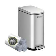 2.6 Gallon Slim Bathroom Trash Can With Soft Close Lid, 10L Stainless Steel Garbage Can With Removable Liner Bucket, For Narrow Spaces,Bathroom, Bedroom (Silver) - 銀色 - 查看 1