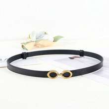 1pc Women's Adjustable Decorative Waist Belt, Can Be Paired With Dresses, Suits, Sweaters, Simple Thin Waist Belt, Korean Style - 黑色 - 查看 11