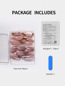 48片手工制作杏仁形3D凝胶美甲贴纸，打造猫眼美甲设计，银色法式和金色法式按压式美甲贴片，杏仁形完美贴合亚克力假指甲套装，包含：1片果冻凝胶和1个指甲锉，猫眼美甲和法式杏仁美甲，适合女性日常工作、节日、派对等场合。 - 彩色 - 查看 6