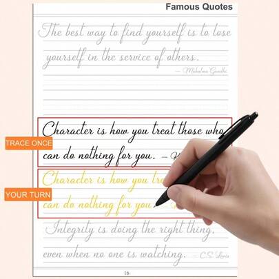 كتاب تمارين تتبع الخط اليدوي للبالغين 32 صفحة: خط كتابة متدفق حديث، ممارسة الحروف والاقتباسات، تحسين مهارات الكتابة | فن الخط الجميل، مناسب للمبتدئين والهواة