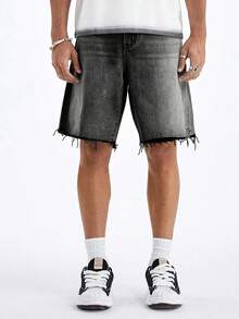 青少年男孩黑色休闲时尚牛仔短裤 - 黑色 - 查看 3