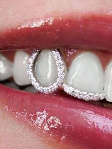 4Pcs Grillz HIP HOP Gold Tooth Grillz Grills Street Rap Teeth Fake Teeth 18K Gold Plated Iced Out Halloween Grillz For Men Women - Multicolor - View 1