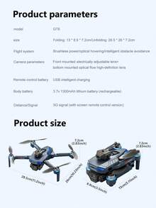 TOKQI 2025新款GT8无人机 - 双摄像头FPV无人机，配备4.3英寸屏幕、WiFi、无刷电机、避障功能 - 可折叠遥控四轴飞行器（生日/圣诞礼物） - 彩色 - 查看 12