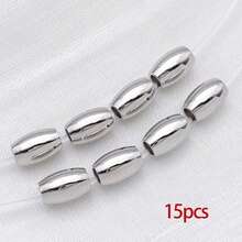 15颗18K镀金米粒珠，小椭圆橄榄形，光滑无缝，散装金属隔珠连接器，适用于珠宝制作、手链、项链、DIY工艺品配件