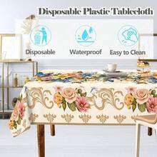 1件装2D复活节田园风格白色花朵蓝色蝴蝶米色桌布，有长方形和正方形两种形状可选。适用于客厅、餐厅和户外区域；厨房、餐桌、会议桌、茶几和梳妆台。 - 彩色 - 查看 8