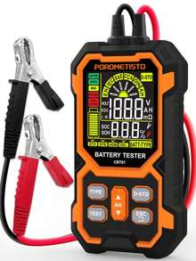 POROMETISTO 12V 24V Car Battery Capacity Tester, Lead-Acid Battery Analyzer, DC 8-30V SOH SOC CCA Measurement, Suitable For Motorcycle, Truck, Boat