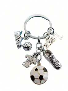 新款时尚A-Z字母金属钥匙扣，男士时尚足球钥匙圈，足球鞋礼物，足球汽车钥匙链，派对饰品 - 彩色 - 查看 12