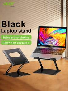 Soporte para portátil Acer AMS022, elevador de ordenador de metal, ajustable en altura, ergonómico, plegable y portátil, con silicona antideslizante, estructura estable y disipación eficiente del calor - Negro - Ver 13