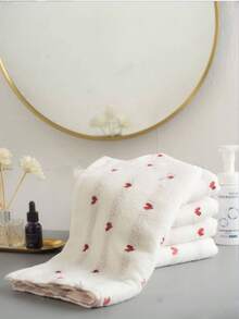 1pc Cotton Absorbent Heart-Shaped Thick Couple Towel - White - View 8