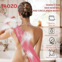 African Net Sponge Authentic African Exfoliating Net Sponge Long Net Bath Sponge Rag African Wash Net Shower Body Scrubber - Pink - View 5