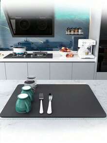 1pc Solid Color Diatomite Absorbent Mat, Dish Drying Pad, Heat Resistant Insulation Mat For Kitchen, Countertop, Coffee Machine, Suitable For Kitchen, Tabletop, Coffee Machine, Bar, Kitchen Accessories - Multicolor - View 6