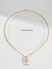 1pc Classic European Style Copper Inlaid Zirconia Heart Pendant Necklace, Limited Edition "Light Of Protection", Suitable As Gift For Christmas, Thanksgiving, Halloween, Mother's Day, Valentine's Day, Friends, Communion, Daily Wear, Prayer - Yellow Gold - View 7