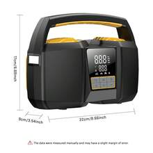 Inflador de neumáticos Carsun, compresor de aire portátil, bomba de neumáticos, cilindro doble de 25, modelo con pantalla digital de 12V-CC, tecnología mejorada (bajo nivel de ruido), 180W de alta potencia, 3 veces talla grande rápida la velocidad de inflado, apagado automático, accesorios para automóvil - adecuado para autocaravana, camión, SUV, balones deportivos y talla grande - Cableado - Ver 12