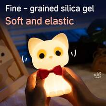 Lampu Malam Kucing Berubah 7 Warna dengan Timer, Dapat Diredupkan dan Diisi Ulang USB, Lampu Kucing Kawaii, Hadiah Dekorasi Kamar Tidur - MultiWarna - View 5