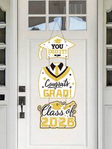 2026 White Graduation Decorations Door Signs Congrats Grad Class Of 2026, Graduation Wreath Hanging Signs Photo Booth Prop For Senior Party - White - View 6