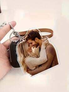Personalized Photo Keychain With Your Own Picture - Couples Photo Keychain Pendant, Acrylic Photo Keyring, Suitable For Wedding, Anniversary, Gift - Upload Your Own Photo - Multicolor - View 5