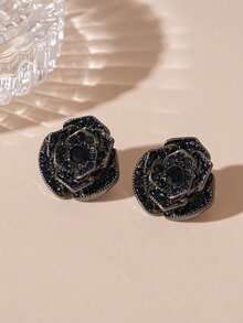 Rose Shaped Metal Earrings, Delicate Craftsmanship, Suitable For Daily Wear, Commute, Party, Outing, Earrings - Picture Color - View 5