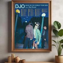 1pc DJO "Back On You" 2025 World Tour Concert Poster Canvas Wall Art, Includes Tour Dates And Retro Design! Canvas Material | Waterproof | Ready To Hang, Suitable For Home, Room, Bedroom, Living Room, Bathroom And Wall Decor. Frame Optional. - Multicolor - View 1