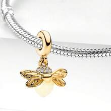 1 mặt dây chuyền hình đom đóm bằng bạc sterling 925 sáng bóng, thích hợp để làm vòng tay, lắc tay, trang sức DIY và trang phục hàng ngày cho nữ, một phụ kiện lý tưởng cho các cô gái. - Đom đóm lấp lánh - Xem 7