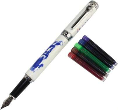 Gullor Jinhao 950 Blue And White Porcelain Horse With Gift Box And Ink Cartridges