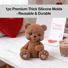 Wax Product Mold Cute Bear With Heart Paw Silicone Mold - DIY Aromatherapy Wax Melts & Decorative Candles Tool, Ideal For Valentine's Day, Mother's Day, Christmas, Birthday & Anniversary Decor/Gifts, Reusable Easy Demold - Seated Bear With One Clenched Fist Mold - View 1