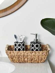 1 件木质手柄装饰水葫芦柳条篮 - 适用于浴室、卧室和客厅的多用途储物容器
