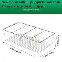1pc Transparent Plastic Food Storage Organizer Box With 3 Compartments, Removable Dividers, For Kitchen Cabinet, Snacks, Spices, Small Bags, Stackable Snack Box, Tea Bags, Coffee Capsules, Beverages, Home Office Desk - Multicolor - View 2