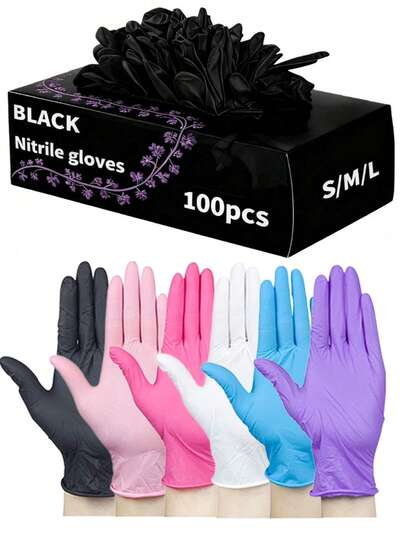 Powder-Free Disposable Nitrile Gloves, Available In S/M/L/XL, Durable Household Cleaning Gloves, Suitable For Kitchen, Bathroom, Cleaning, Food Handling, Tattoo, Beauty, Hair Dye, Pets, Salons, Cleaning Supplies, Small Appliances (No Packaging Box)