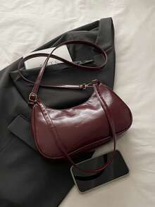 Túi xách da bóng màu trơn tối giản mới cho mùa Thu/Đông, không có mặt dây chuyền, hình lưỡi liềm cổ điển, mềm mại và mịn màng, thích hợp cho mua sắm, đựng ví, đi chơi thường ngày, đặc biệt phù hợp cho phụ nữ trẻ, sinh viên đại học, người mới đi làm và nhân viên văn phòng. Cũng rất phù hợp cho văn phòng, trường đại học, công việc, kinh doanh, đi làm, hoạt động ngoài trời, du lịch và leo núi. - Đỏ - Xem 8