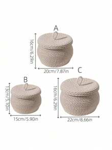 3,2 pieds cubes Panier de rangement rond tressé avec couvercle - Organisateur décoratif portable pour le salon, la chambre, la cuisine - Disponible en plusieurs couleurs, idéal pour la décoration et le rangement des fêtes Panier de rangement décoratif Structure tressée - Boîte de rangement - Voir 4