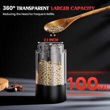 Electric Salt And Pepper Grinder Set, Battery Operated, Adjustable Coarseness, Easy To Refill, Upgraded Large Capacity With LED Light, Kitchen Seasoning Mill - 1PC - View 6