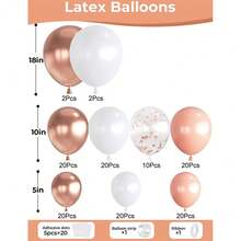 134 Stücke Rose Gold Ballon Girlande Bogen Set, 18/10/5 Zoll mehrfarbige Metallic Rose Gold und Weiße Ballons & Konfetti Ballons für Bridal-Shower, Rentnerpartys, Hochzeitshintergrund, Babypartys - Verschiedenfarbig - Übersicht 7