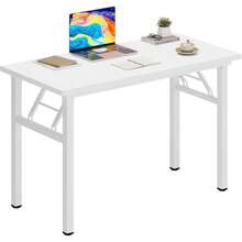 Folding Desk Small Desk 31.5 Inches Computer Desk For Home Office Folding Table Writing Table For Small Spaces No Assembly Required White & White Frame - 31.5 Inches + White + White - View 2