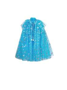 Blue Snowflake Pattern Cartoon Anime Ice Princess Cloak Cape Cosplay Princess Cape Costume Accessory, Birthday Ball Party Outfit Prop - Sky Blue - View 7