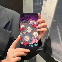1PC Phone Case ,  Vinyl Records Tulips Hearts Skateboard , Stylish Phone Case, Phone Decoration, All-around Lens Protection, Creative Small Gift, Funny Gift for Boys and Girls - Negro - Ver 5