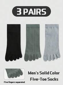 3 Pairs Men's Simple Fashion College Style Solid Color Digit & Letter Slogan Antibacterial Odor-Resistant Moisture-Wicking Non-Pilling Comfortable Short Five Toe Socks, Suitable For Spring, Summer, All Seasons