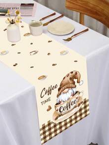 1pc Brown Gnome Table Runner,Gnome Design Table Cloth,Festive Dining Table Cover,Decor For Home,Holiday Decoration For Kitchen , Dining Decor Table Runner,Valentine's Day Decor,Holiday Gift - Coffee Doll - View 7