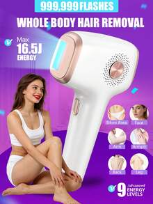 YTWO IPL Laser Hair Removal Device, Electric Epilator, High Power Laser Hair Removal, 9 Levels 999,900 Flashes Permanent Painless Epilator, Suitable For Face, Underarms, Legs, Arms, Bikini And Other Areas, Non-Damaging To Skin, Inhibits Hair Growth - EU C Type Plug(220-240V) - View 3
