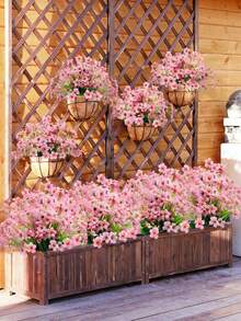 MEHELANY 1Pc Pink Artificial Outdoor Flowers Faux Plastic Flowers Greenery Shrubs Red Silk Flowers For Hanging Planters Outside Porch Vase Home Window Box Decoration - Pink - View 5