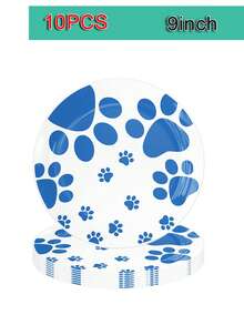 10/20pcs Dog Themed Party Tableware Set, Disposable Dinnerware Set, Dining Table Decor, Birthday Decor, Picnic Supplies, Scene Decor, Party Atmosphere Props, Holiday Supplies, Party Decorations - Multicolor - View 11