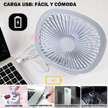 Ventilador Personal De Escritorio, 3 Velocidades Ajustables, PequeñO Ventilador De Mesita De Noche Para Dormitorio, Oficina, RotacióN, Ventilador Recargable Por USB Para Estudiantes, BateríA Recargable, Ventilador Personal Mini De 3 Velocidades, Ventilador De Enfriamiento PortáTil Usb, Camping, Carro De Golf, Cochecito, Hogar, Oficina, Playa, Verano, Hogar, Trabajo, Dormitorio Universitario - Blanco - Ver 8