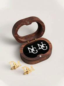 Personalized Cufflinks Customized For The Groom, Preliminary Design, Wedding Gift For The Groom, Proposal, Carved Gift For Him And His Father, Study Supplies, Back To School, School Gift, Office, School, Classroom, Colleagues, Dormitory, Personalized, Unique, Customized, Ideal Gift For Him, Ideal Gift For Her, Her Boyfriend, Girlfriend, Family, Friends (Excluding Gift Boxes) - Multicolor - View 6